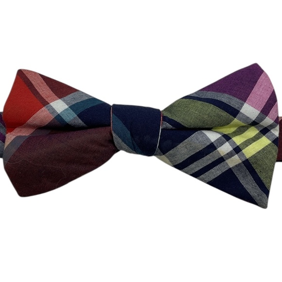 🆕EXPRESS Multicolor Tartan Cotton LUXURY Bow Tie - Picture 1 of 2